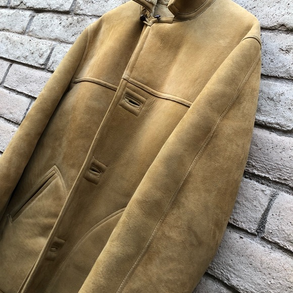 Vintage shearling sheepskin leather coat - Picture 4 of 8